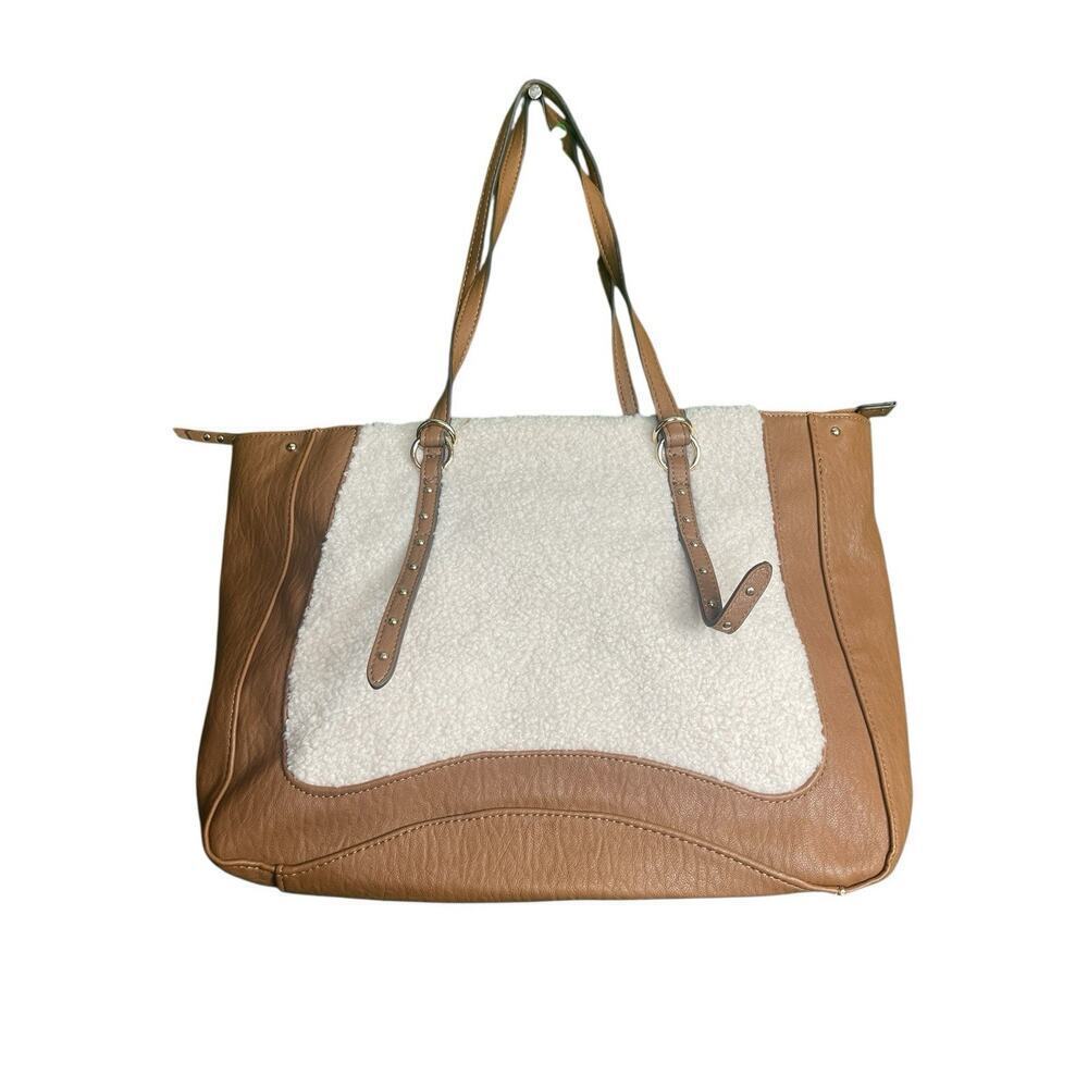 Jessica Simpson Vienna Sherpa Purse Pre Owned Medium Shoulder Bag Almond Brown